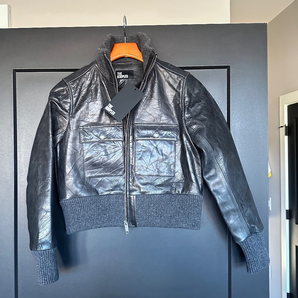 🖤⛓️NWT | The Kooples | Distressed Cowhide Leather Cropped Jacket | $715 RETAIL! - Picture 7 of 11